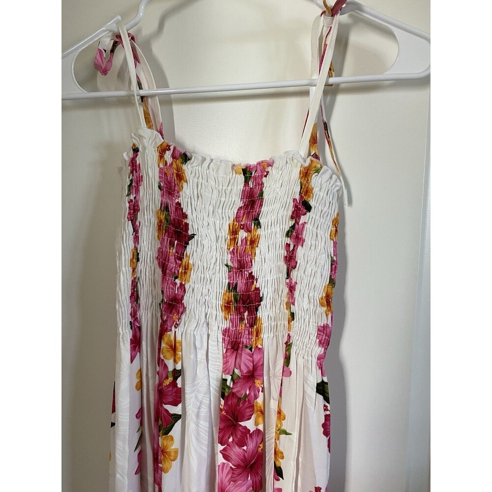 Vintage Paradise Bay Hawaiian Smocked Maxi Dress - 100% Rayon, Made Hawaii - Picture 10 of 11